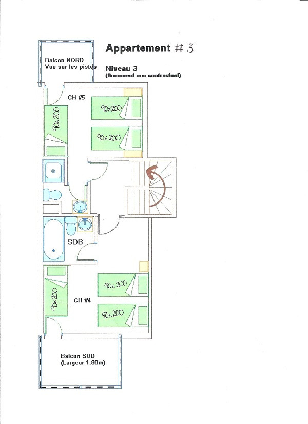 Plan de l'appartement APTN3, Le Planica, La Rosière, niveau 3