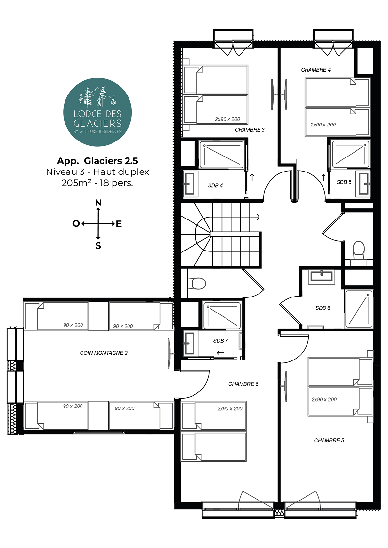Plan appartement Glaciers 2.5 haut duplex à La Rosière