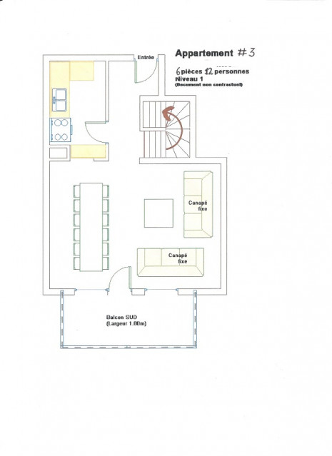 Plan de l'appartement APTN3, Le Planica, La Rosière, niveau 1 plan-de-l-appartement-APTN3-le-planica-la-rosiere-niveau-1
