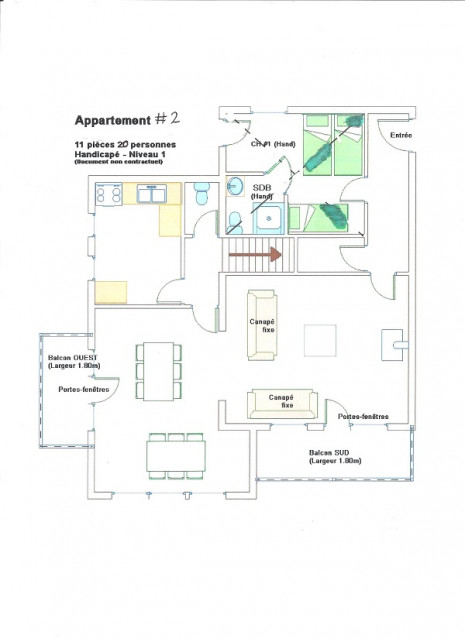 Plan de l'appartement APTN2, Le Planica, La Rosière, niveau 1 plan-de-l-appartement-APTN2-le-planica-la-rosiere-niveau-1