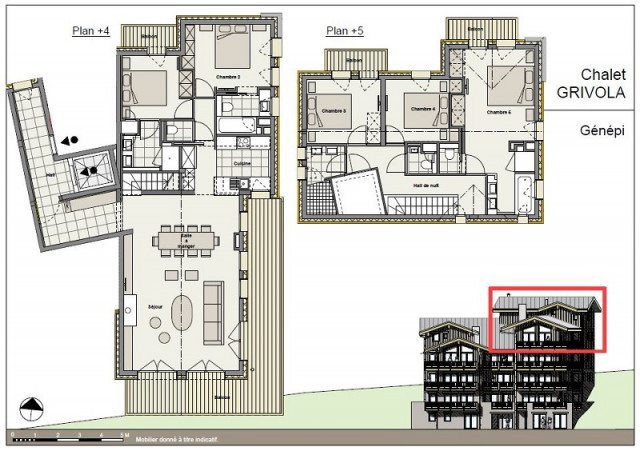 Plan appartement Genépi, Chalet Grivola, La Rosière plan-appartement-genepi-chalet-grivola-la-rosiere