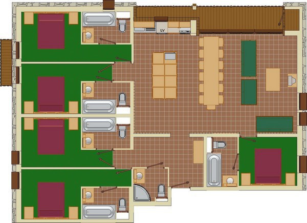 Plan de l'appartement 6P12, Les Balcons de La Rosière Plan de l'appartement 6P12, Les Balcons de La Rosière
