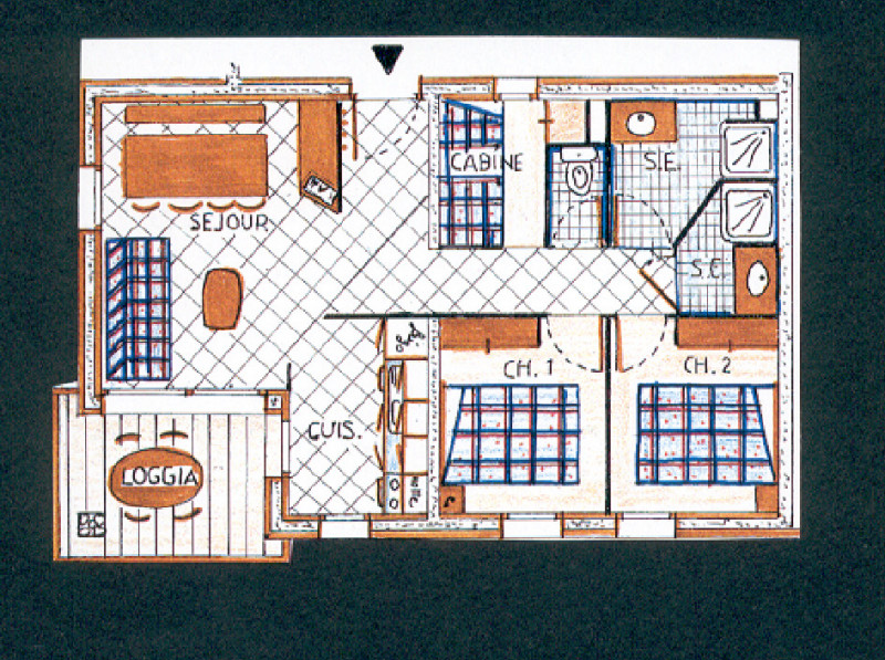 Plan appartement CRYS1, Chalet Le Crystal, La Rosière plan-appartement-CRYS1-chalet-le-crystal-la-rosiere
