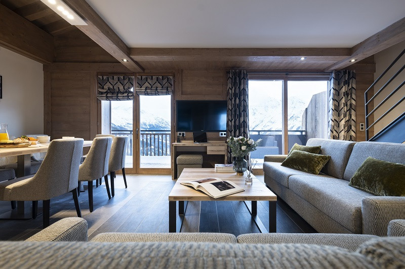 Séjour, Appartement 4P8PERSP, Alpen Lodge, La Rosière, vue 4 sejour-appartement-4P8PERSP-alpen-lodge-la-rosiere-vue-4