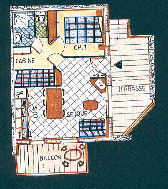 Plan appartement CRYS3, Chalet Le Crystal, La Rosière Plan appartement CRYS3, Chalet Le Crystal, La Rosière