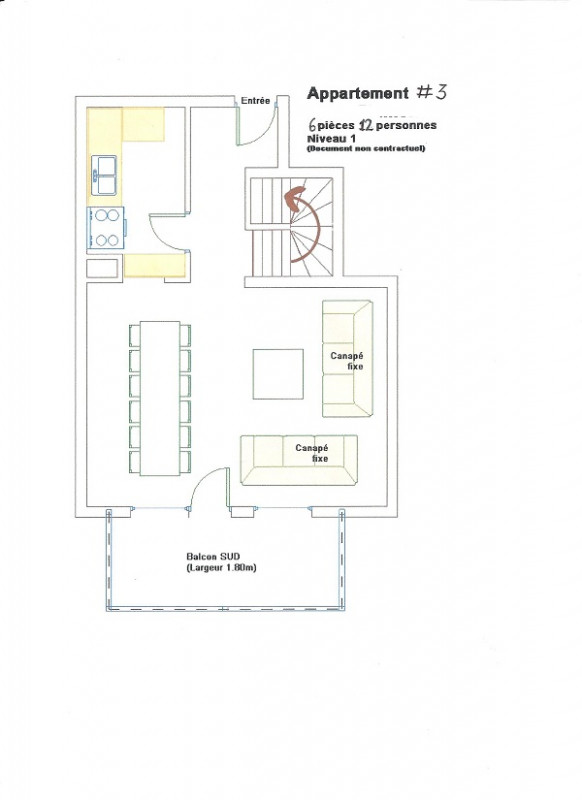 Plan de l'appartement APTN3, Le Planica, La Rosière, niveau 1 Plan de l'appartement APTN3, Le Planica, La Rosière, niveau 1