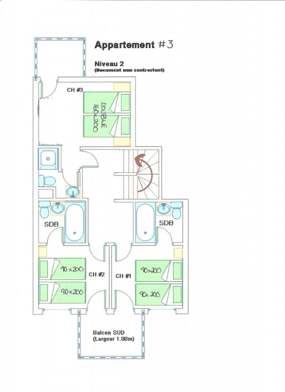 Plan de l'appartement APTN3, Le Planica, La Rosière, niveau 2 Plan de l'appartement APTN3, Le Planica, La Rosière, niveau 2