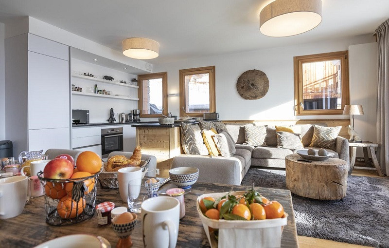 Séjour, Appartement Edelweiss RIT003, Chalet Grivola, La Rosière, vue 3 Séjour, Appartement Edelweiss RIT003, Chalet Grivola, La Rosière, vue 3