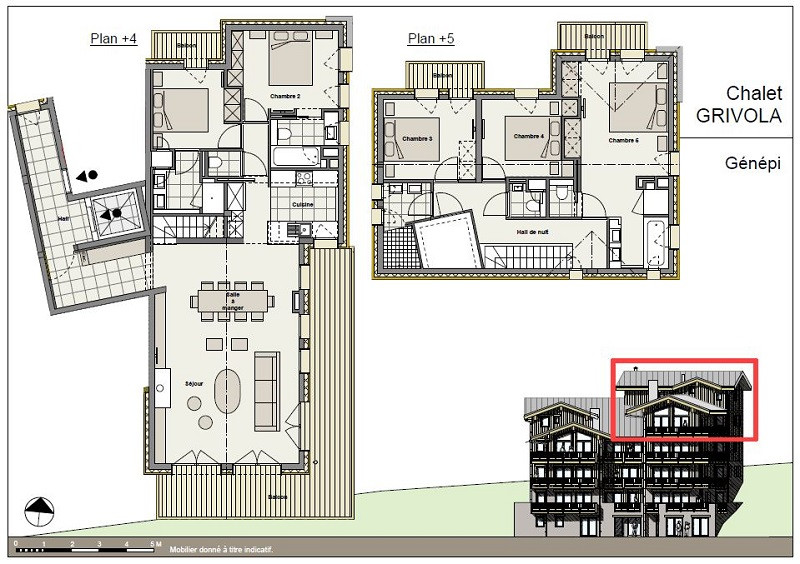 Plan appartement Genépi, Chalet Grivola, La Rosière plan-appartement-genepi-chalet-grivola-la-rosiere