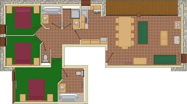 Plan de l'appartement 4P8, Les Balcons de La Rosière Plan de l'appartement 4P8, Les Balcons de La Rosière