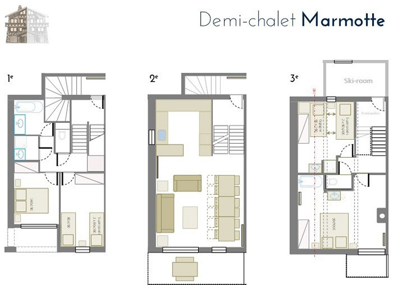Plans des étages, Chalet L'ESQUIROL, La Rosière plans-des-etages-chalet-l-esquirol-la-rosiere