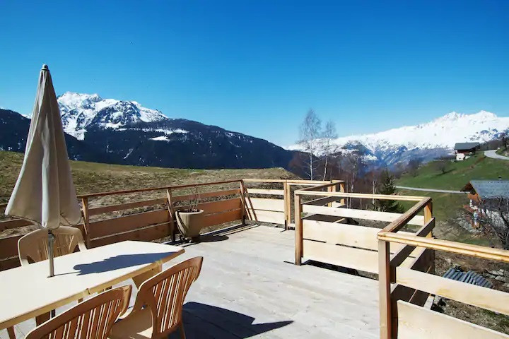 Terrase, Chalet La Verdache, Le Châtelard, vue 1 terrasse-chalet-la-verdache-le-chatelard-vue-1